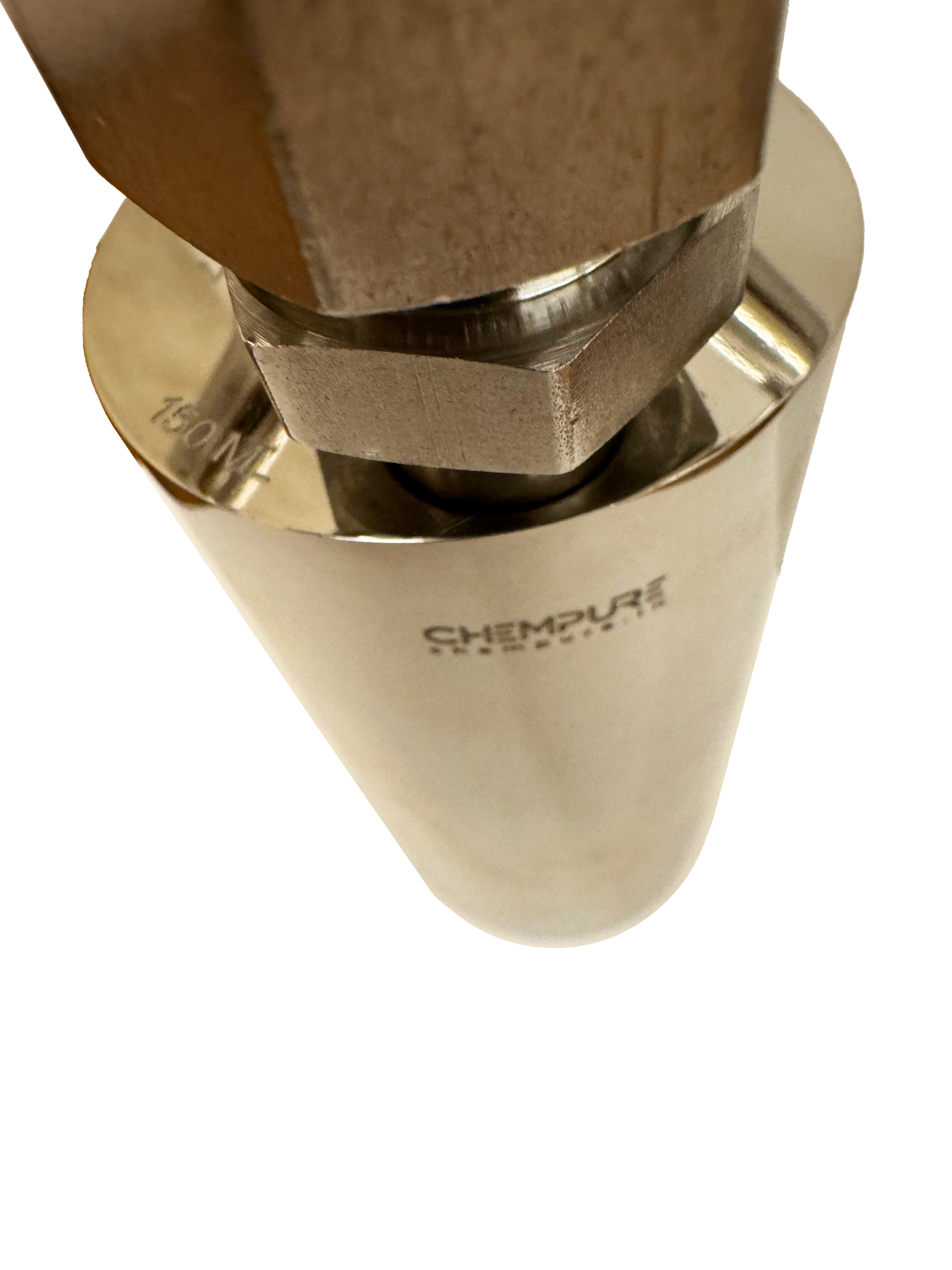 Stainless steel CVD/ALD cylinder (bubbler), 150ml, vertical, electropolished with fill-port, high temp valves (315°C), with short dip tube, cut to 1 inch from top of bubbler 98-0276