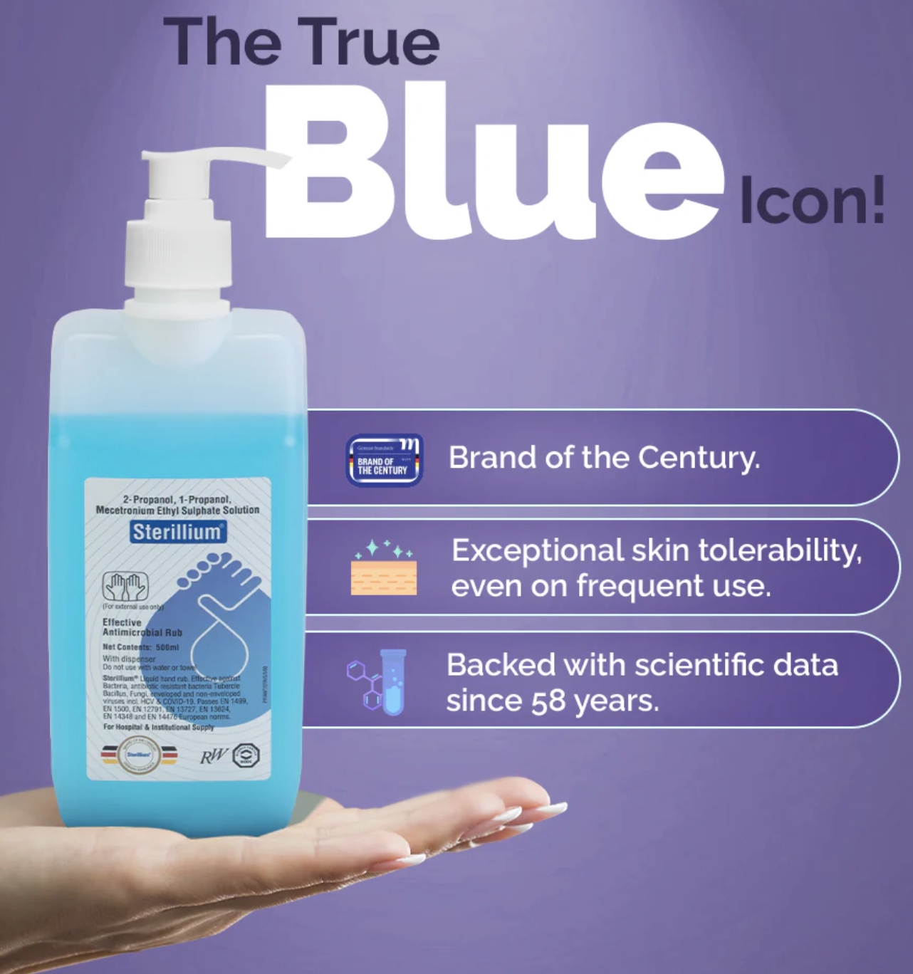 Sterillium - alcohol-based disinfectants for hygienic and surgical hand disinfection.