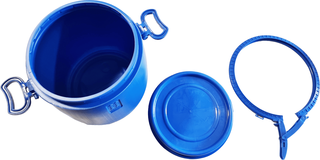 Full Open Top HDPE Drum, Durable Plastic Storage Container, Easy Fill and Dispense, Corrosion-Resistant, with Lifting Handles, Ideal for Liquids and Powder Materials and Waste Disposal, 20Lt