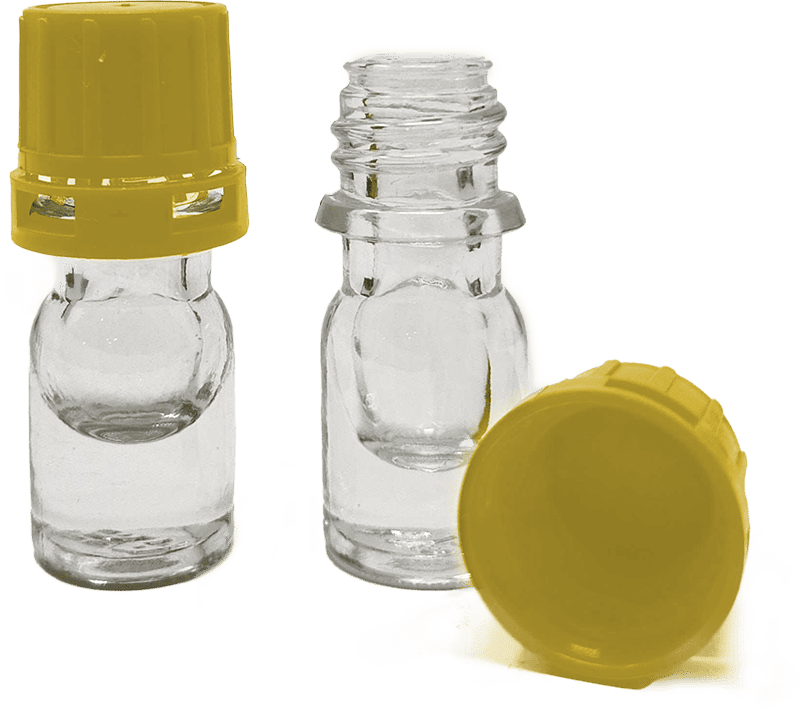 2ml Clear Chemical Storage / Shipment Bottles with Tamper Evident 18mm Caps, Leak Proof, Smartottles®