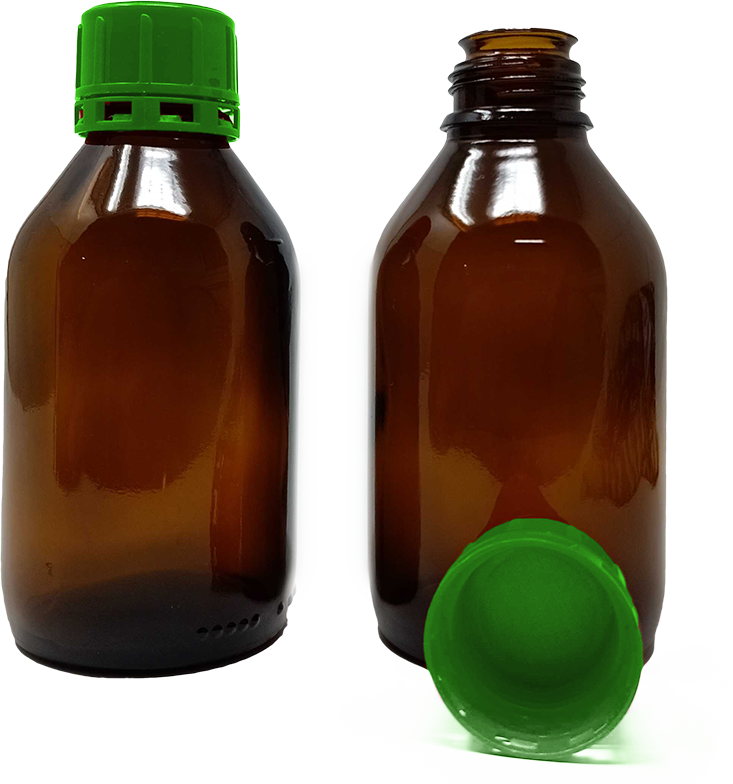 250 ml Amber Narrow Mouth Chemical Storage / Shipment Bottles with Tamper Evident 32mm Caps, Leak Proof, Smartottles®