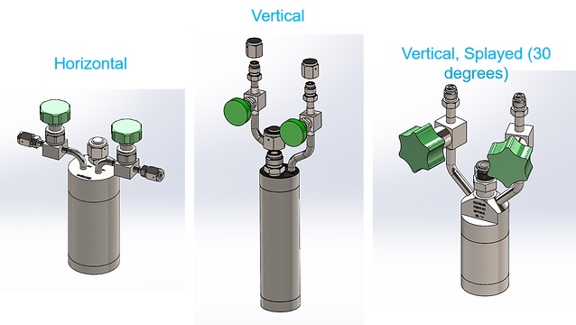 Cylinder (bubbler) Assembly for CVD/ALD, 50ml with 1/4" VCR Male Bellows-Sealed Valve (High Temp) and Female Nut 96-1071