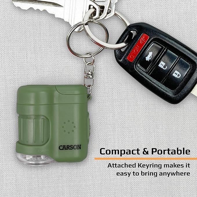 CARSON MicroMini™ 20x Pocket Microscope with UV and LED Flashlight, Orange MM-280O