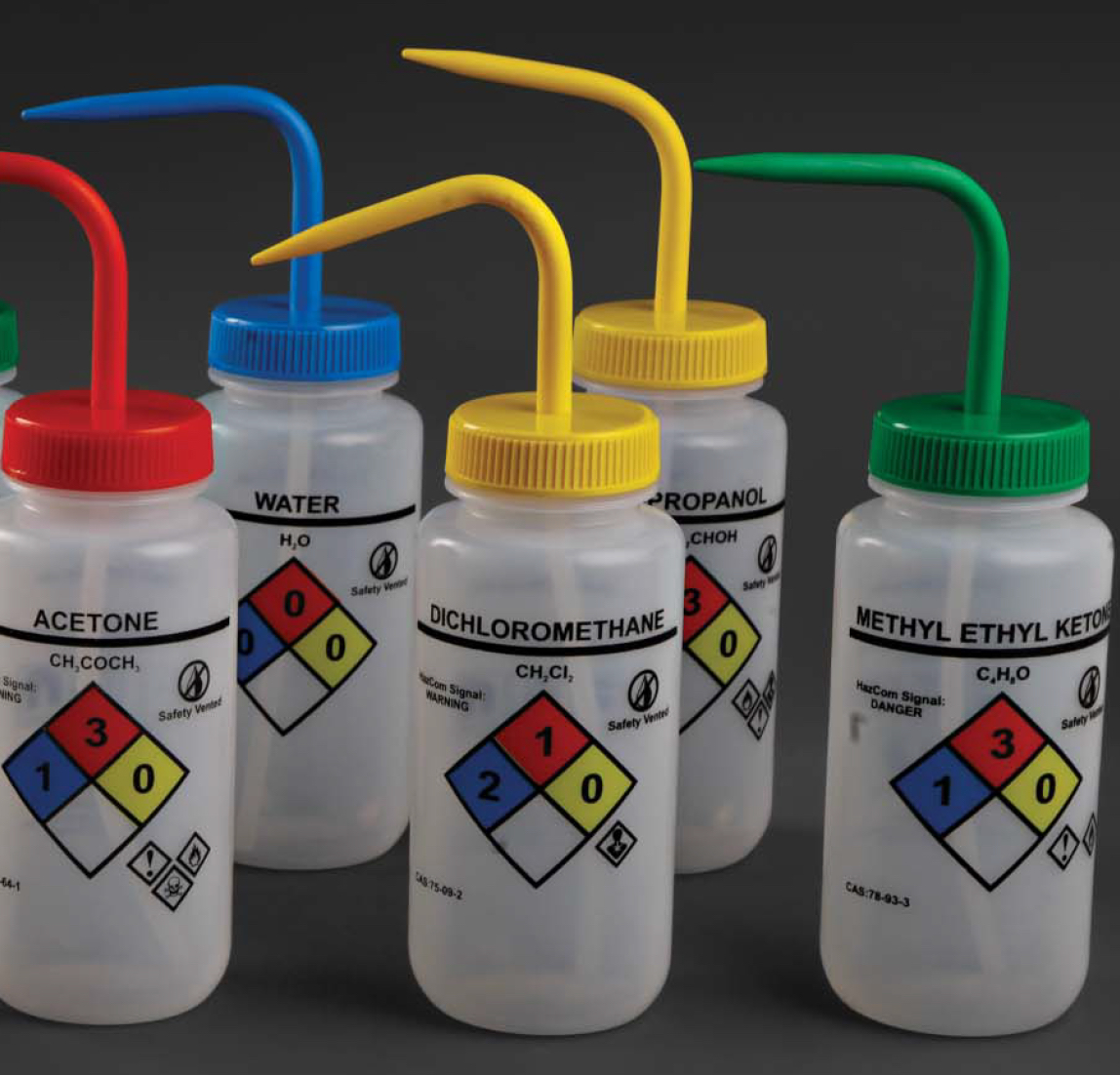 Safety Vented Wide Mouth Wash Bottle - Four Color Printed Label