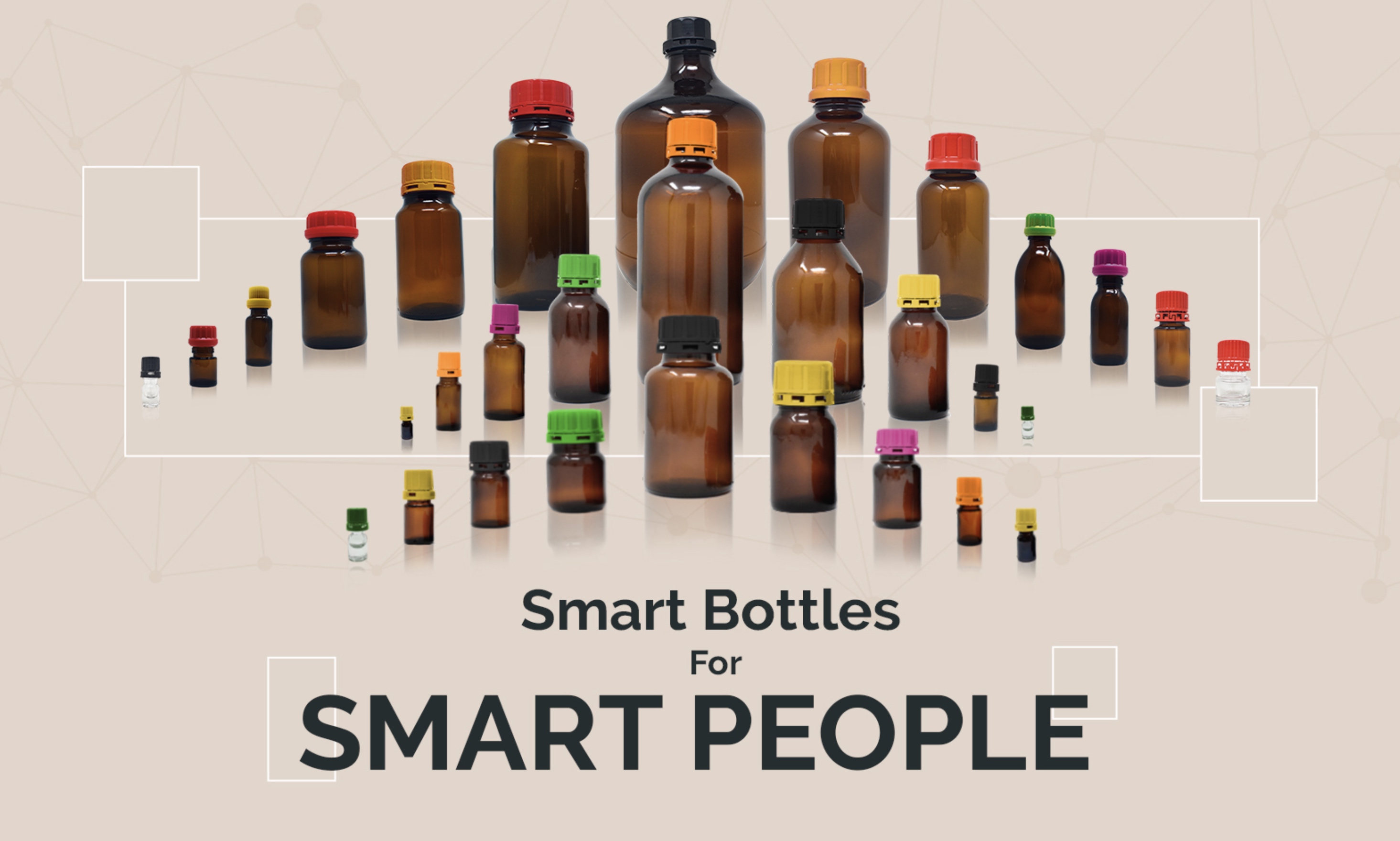 30ml Amber Narrow Mouth Chemical Storage / Shipment Bottles with Tamper Evident 20mm Caps, Leak Proof, Smartottles®
